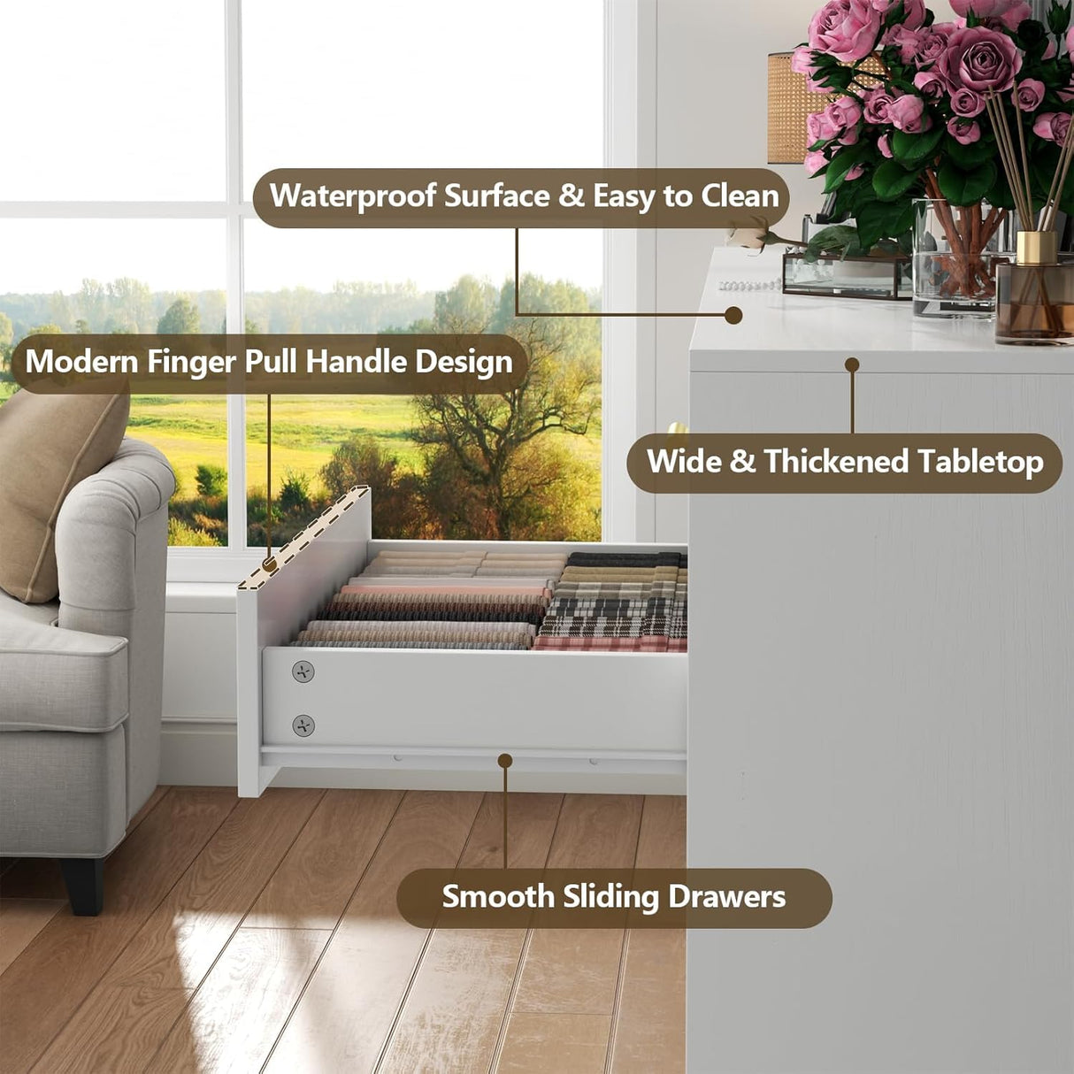 Loomie 10 Drawer White Dresser with Charging Station & Led Lights for Bedroom, 58" Long Triple Wide Dresser TV Stand for TVs up to 65", Large Dressers Organizer with Open Cubby, Wide Chest of Drawer Loomie