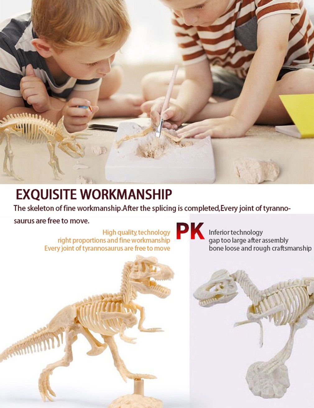 Dinosaur Excavation Kits For Kids,Dino Dig Kits T-Rex,Triceratops and Diplodocus,Dinosaur Fossil Excavation Kits ,Children's Popular Science Education Toys - Dinosaur DIY Toys(Three-piece suit) AKINGSHOP