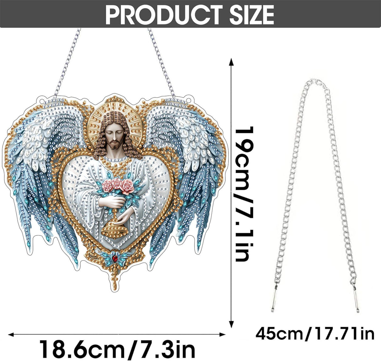 SKRYUIE Hanging Diamond Art Kits for Adults Christ, DIY Window Pendant Diamond Painting Kit Sun Catcher, Special Shaped Crystal Acrylic Double Sided, Porch Outdoor Garden Ornaments 6.9 x 7.88 Inch D3 SKRYUIE