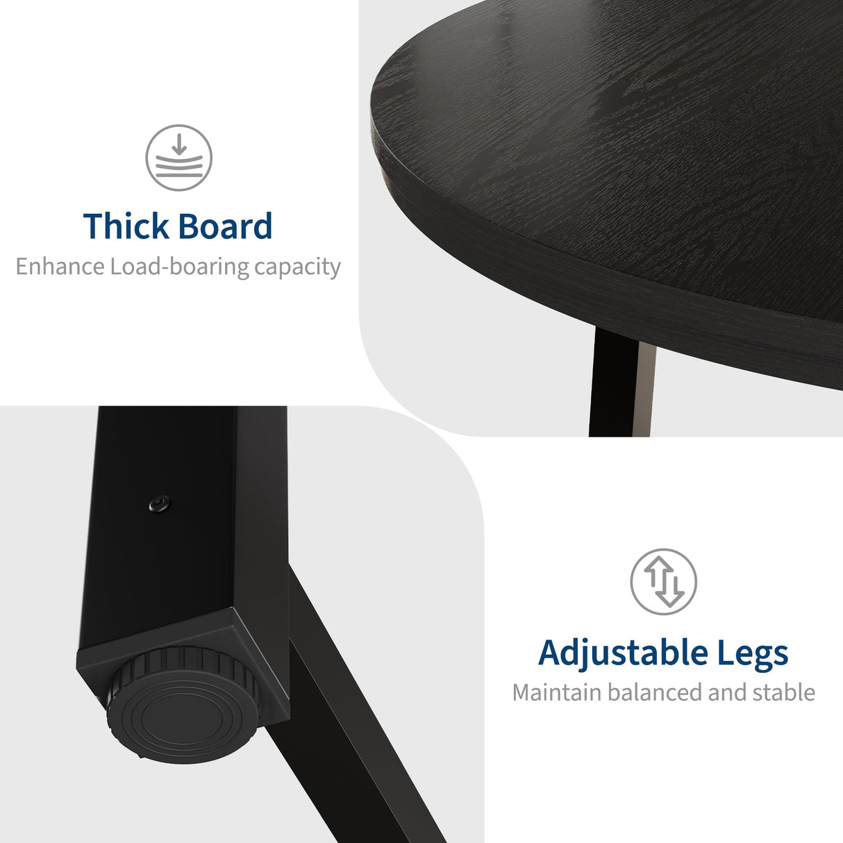 IDEALHOUSE 47" Round Dining Table for 4, Kitchen Dining Room Table with Sturdy Metal Frame, Wood Circle Kitchen Table for Space Saving -Black IDEALHOUSE