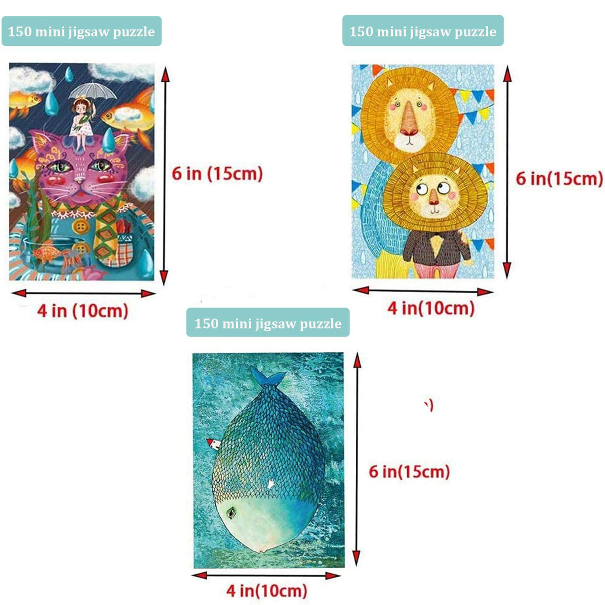 3 Pack Mini Animal Jigsaw Puzzles 150 Pieces for Adults Small Jigsaw Puzzle 6 x 4 Inches House Entertainment Toys Home Decor Puzzles wifreo