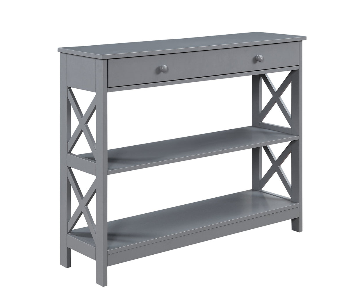 Convenience Concepts Oxford 1-Drawer Console Table 39.5" - Sofa Table with Storage Shelf, Transitional Entryway Hall Table for Living Room, Kitchen, Bedroom, Gray Convenience Concepts