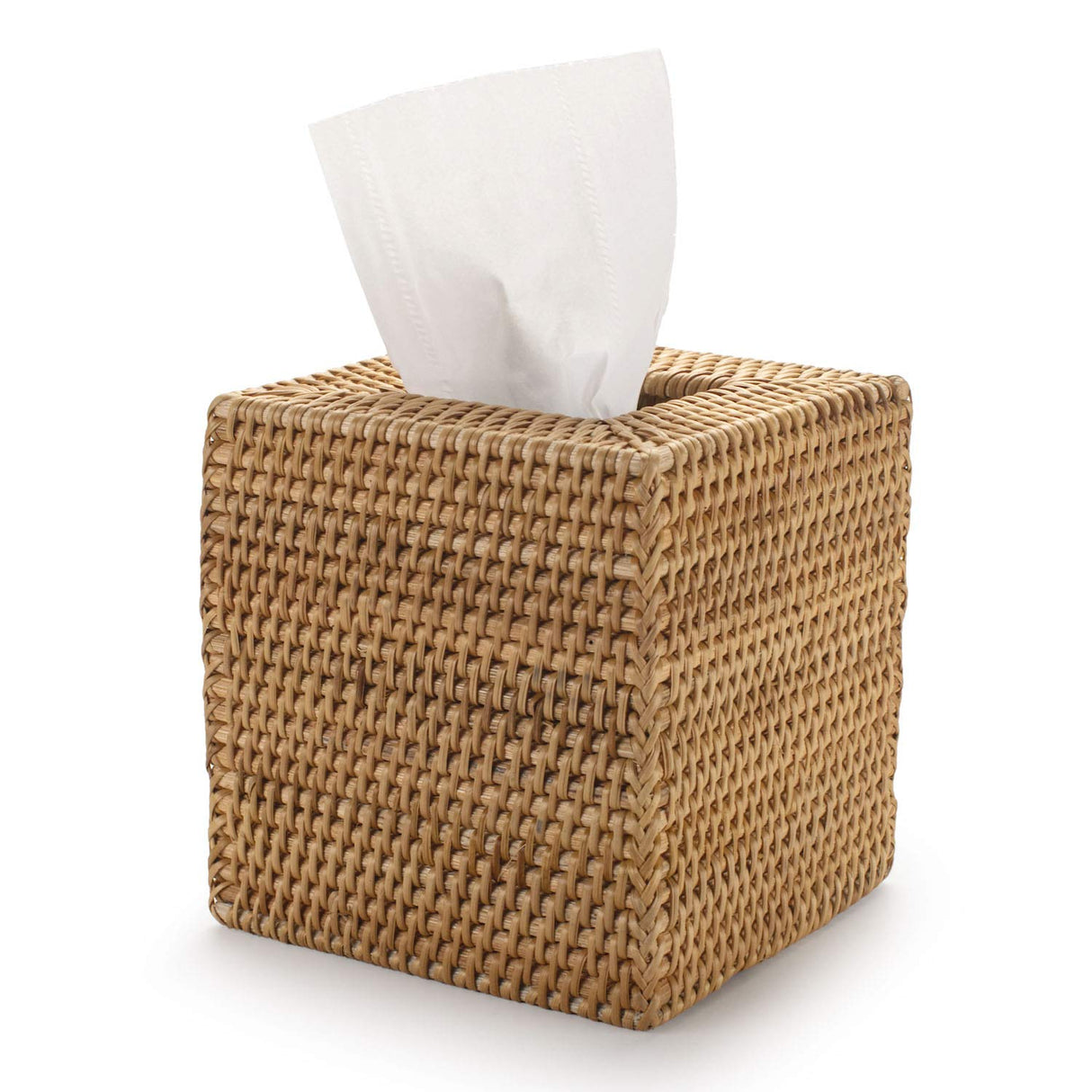 Rattan Tissue Box Cover Square, Hand Woven Wicker Tissue Holder, 5.5 x 5.5 X 5.7 inch, Natural YANGQIHOME