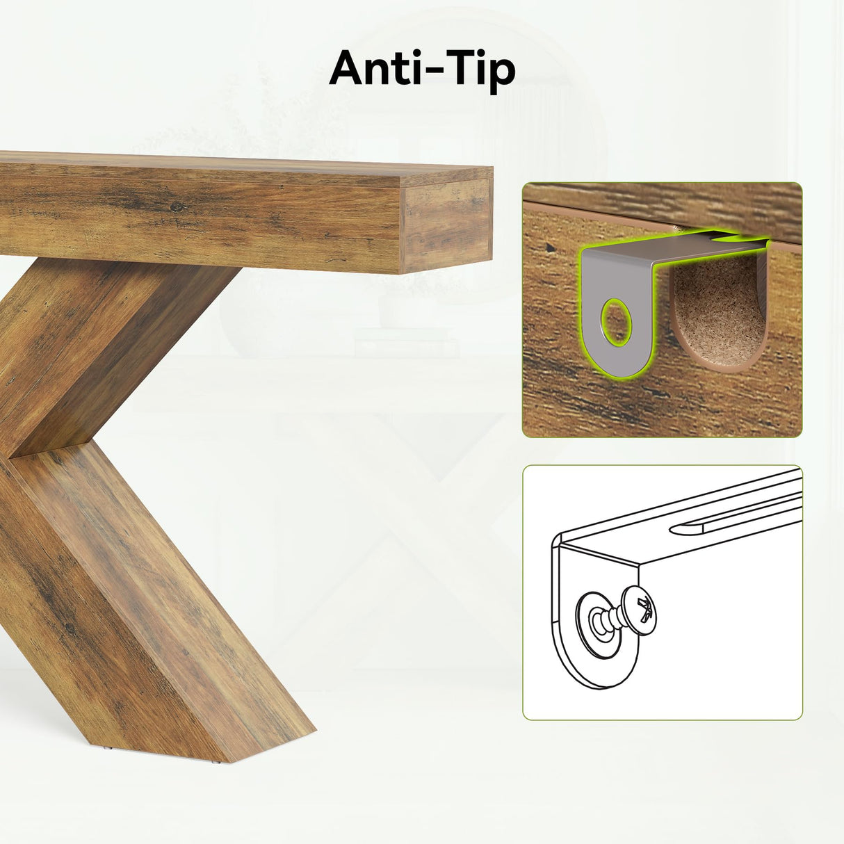 LITTLE TREE Console Table, 55-Inch Entryway Table, X-Shaped Design Narrow Console Table, Sofa Table for Living Room Foyer Hallway, Entryway, Entrance, Foyer, Industrial Wooden, Rustic Brown LITTLE TREE