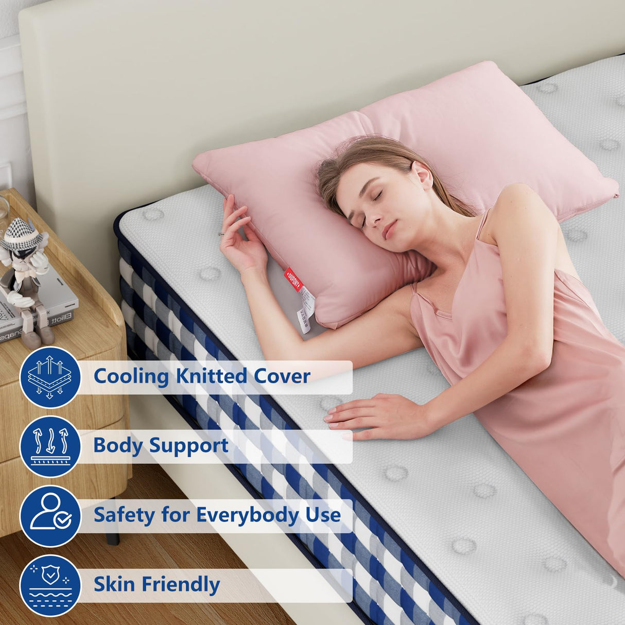 King Mattresses 10 Inch Motion Isolation Hybrid Mattress King Size Cooling Gel Memory Foam Bed Mattresses with Medium Firm Mattress,Pressure Relief, CertiPUR-US Certified Colchones KOW