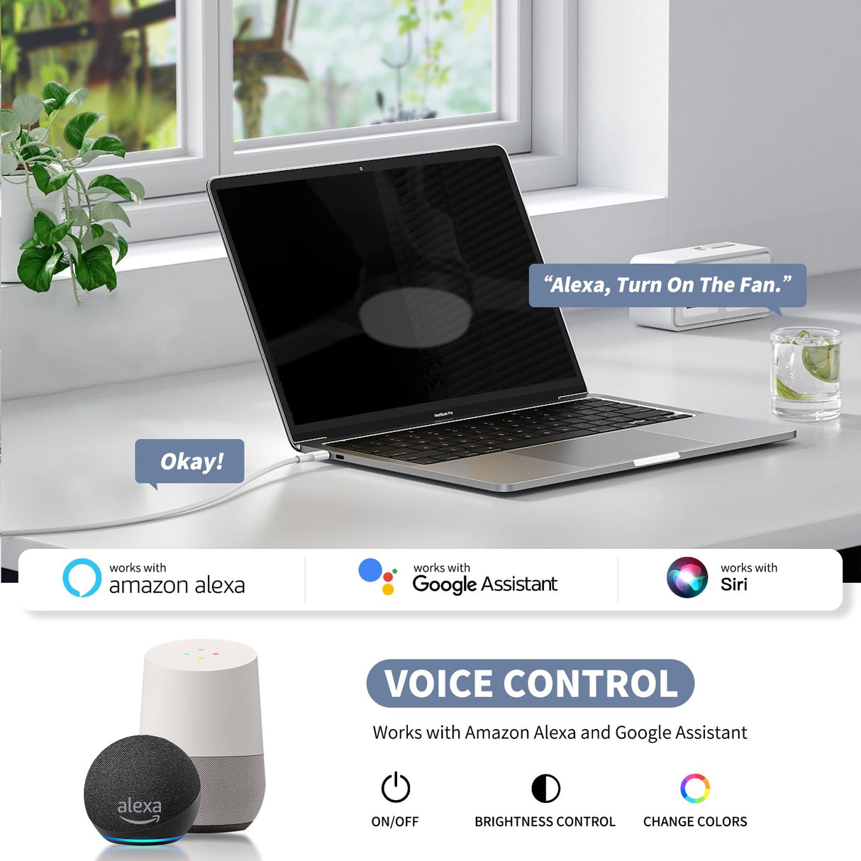 42 Inch Smart Ceiling Fans with Lights Remote LED Dimmable,Outdoor Indoor Modern Ceiling Fan Controlled by WiFi Alexa App,FCC Quiet DC Motor,3 Black Blades for Bedroom Living Room Patio Porch LINJO