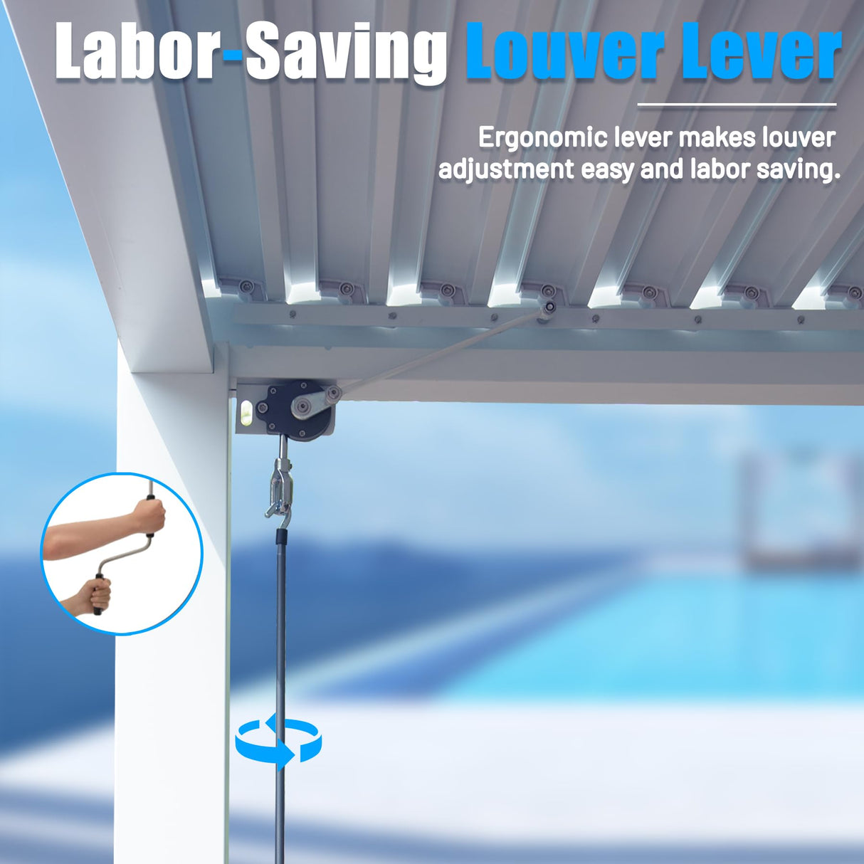 Domi Outdoor Living Louvered Pergola 12x20FT, Aluminum Outdoor Pergola with 2 Independently Adjustable Louver Roof, Full Aluminum Structure, White domi outdoor living