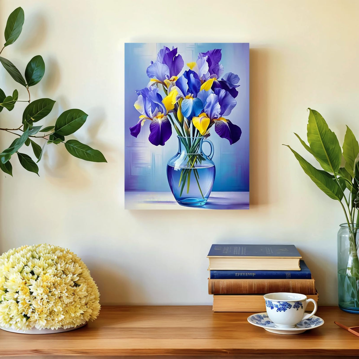 PINFFSHU Flowers Diamond Art Kits for Adults, Stunning Iris Bouquet in Glass Vase Diamond Painting Kits with Full Drill,5D Diamond Painting DIY Gem Art and Crafts for Home Wall Decor Gifts12x16 inch PINFFSHU