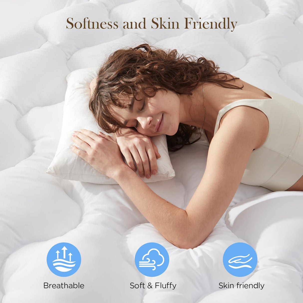 Decroom 3 Inch Memory Foam Mattress Topper Queen Size for Back Pain Relief, Thicked Down Alternative-Lined Mattress Pad,Filled with Breathable & Soft Memory Foam Pillow Top, 80x60x3 Inch Decroom