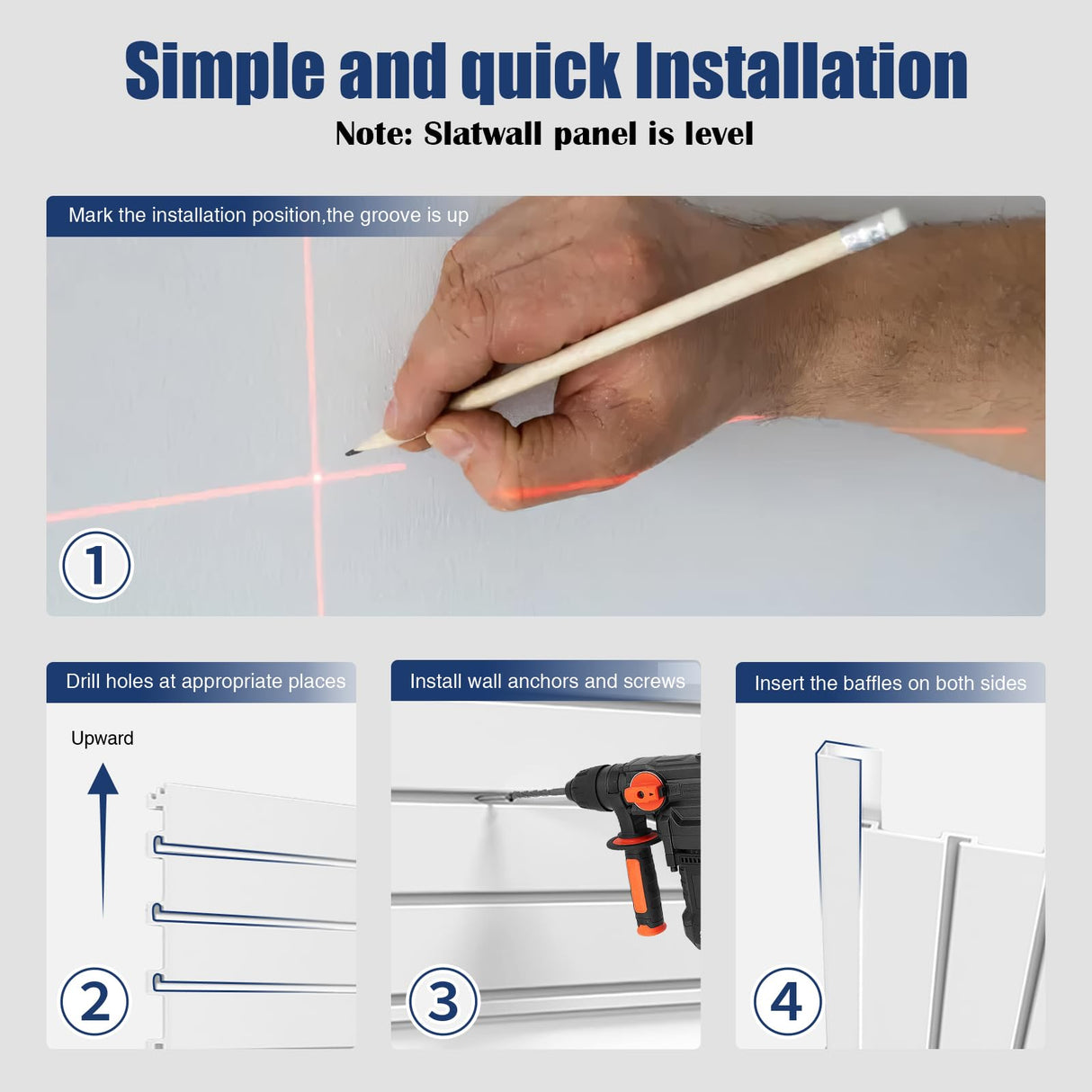 Slat Wall Paneling 4x8FT Black Slatwall Panel - Wall Garage Storage System | Heavy - Duty Industrial PVC Panels for Easy - Install Garage Organization | Sturdy Wall Slats for Home & Bike Rack Storage Eiruaw