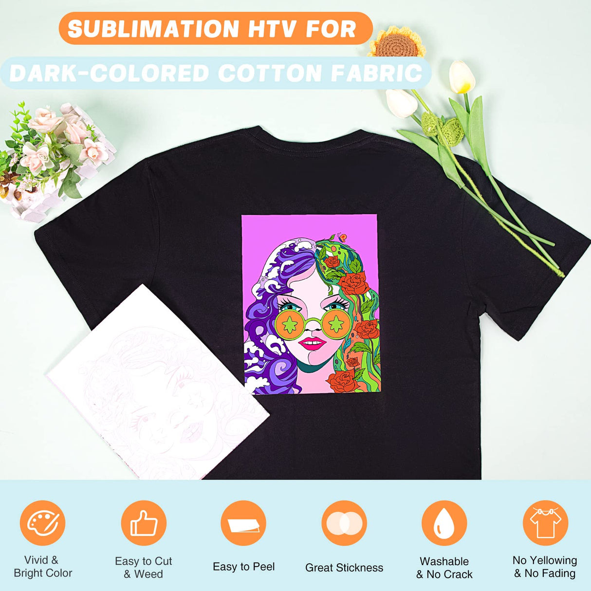 HTVRONT Sublimation HTV for Dark Fabric/Light Fabric - 5 Pack Matte Sublimation Vinyl - Sublimation Blanks for Sublimation Shirts/Pillow/Bag/Hat HTVRONT