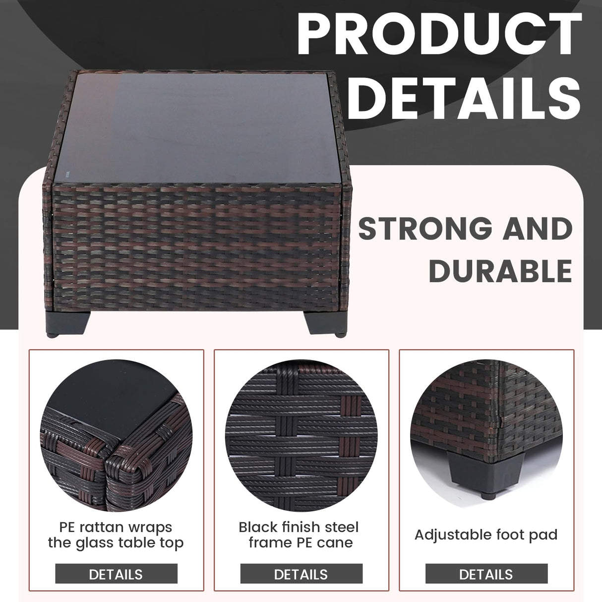 LEVELEVE 7 Pieces Outdoor Patio Furniture Sets,Rattan Conversation Sectional Set,Manual Weaving Wicker Patio Sofa with Tea Table LEVELEVE