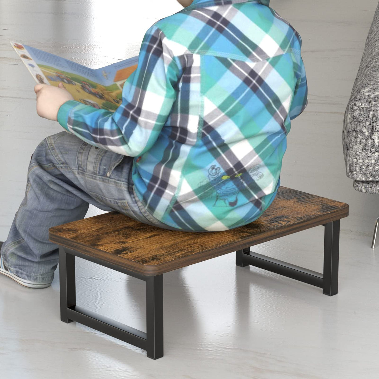 Wooden Step Stool for Kid - Step Stool for Adult 350 Lbs,Kitchen/Bathroom Small Step Stool for Toddler (Step NEW-001) JANE EYRE