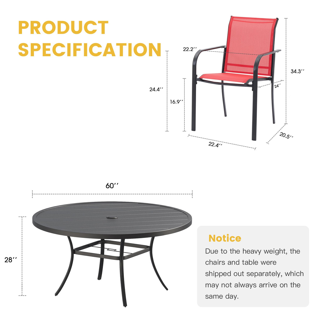 VICLLAX 11 Pieces Patio Dining Set for 10, Outdoor Furniture Set Includes 60" Round Outdoor Table and 10 Lawn Stackable Chairs, Black Tabletop and Red Fabric VICLLAX