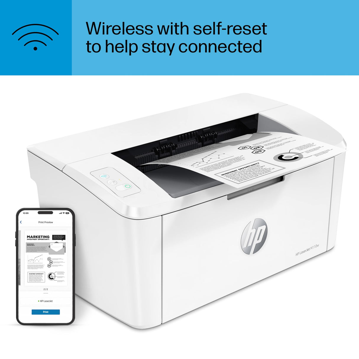 HP LaserJet M110w Wireless Printer, Print, Fast speeds, Easy setup, Mobile printing, Best for small teams HP