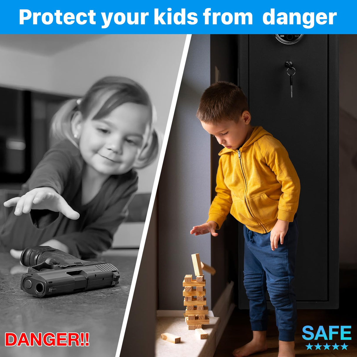 Mutak 4-5 Rifle Gun Safe for Home Rifle and Pistols, Large Capacity Biometric 5 Rifle Safe & 5 Pistols Racks, 4 Ways Quick Access, Gun Cabinet with Alarm & Bright LED (No Assembly Required) Mutak