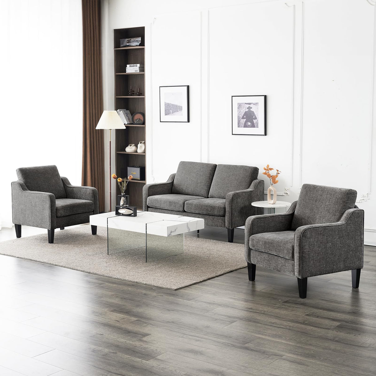 VINGLI 53" Wide Love Seat, Mid-Century Modern Loveseat Sofa Couch with Solid Legs, 2 Seater Sofa Couches with Scooped Armrest for Small Spaces, Living Room, Dorm, Bedroom, Apartment (Light Grey) VINGLI