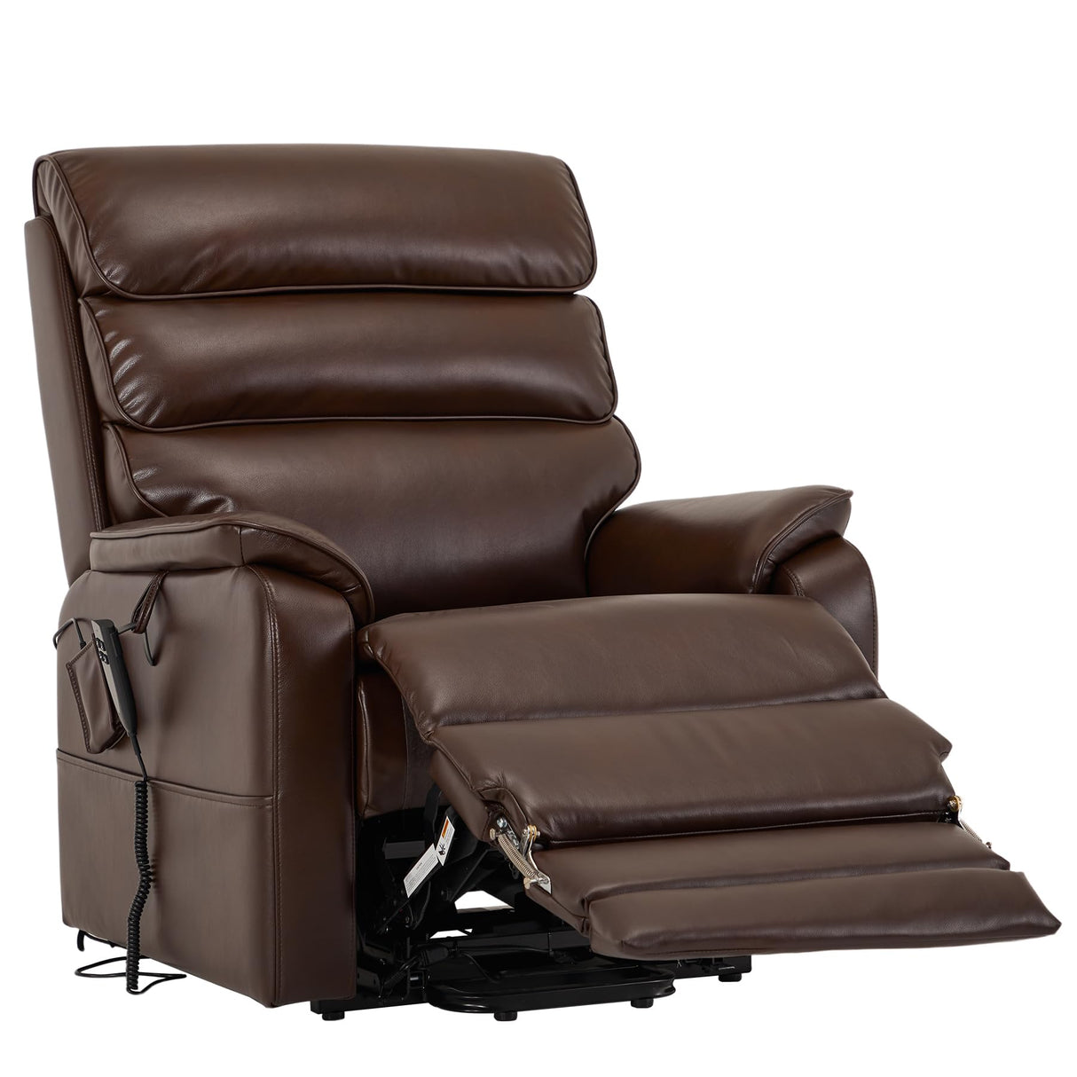 DYNOX 400 LBS Big Tall Man Large-Wide Power Dual Motor Lift Recliners Chairs for Elderly, Lay Flat Lift Chair with Infinite Positions, Heat & Massage, Extended Footrest (9298L,Faux Leather,Brown) DYNOX