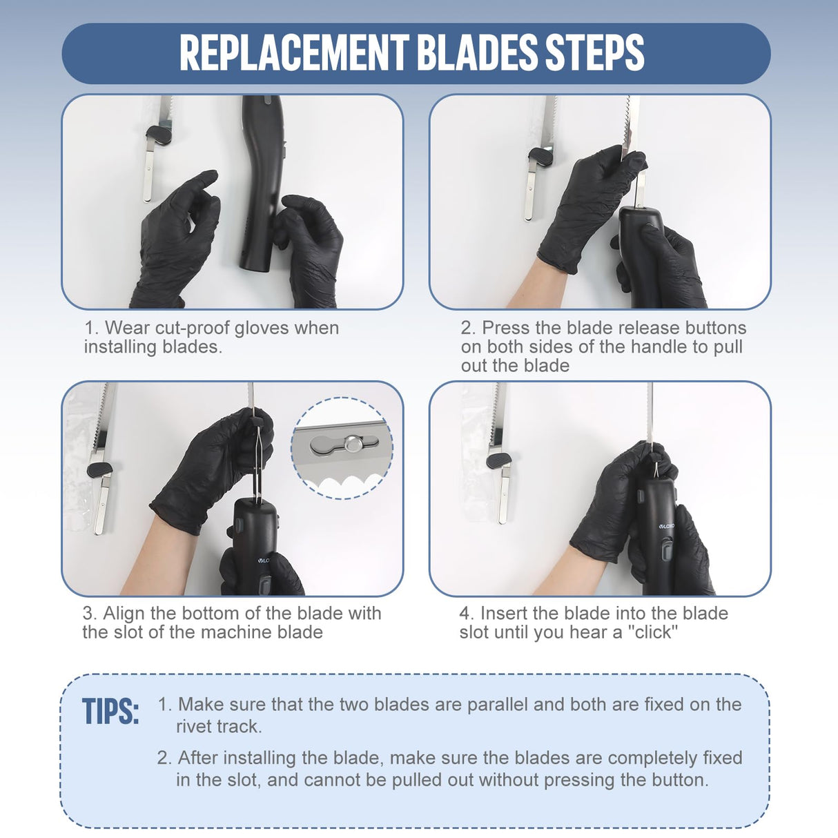 VLOXO Cordless Electric Knife, Electric Knives Rechargeable Bread Knife with Safety Lock Ergonomic Handle Electric Meat Knife for Carving Meat Bread Steak Fish Fillet Cheese Include 2 Blades VLOXO