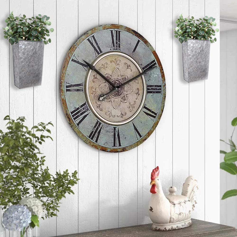 LESEN Galvanized Metal Wall Planter,Farmhouse Wall Decor Hanging Wall Vase Pocket Planters Flowers Holder Country Rustic Home Wall Decor,Set of 2 LESEN