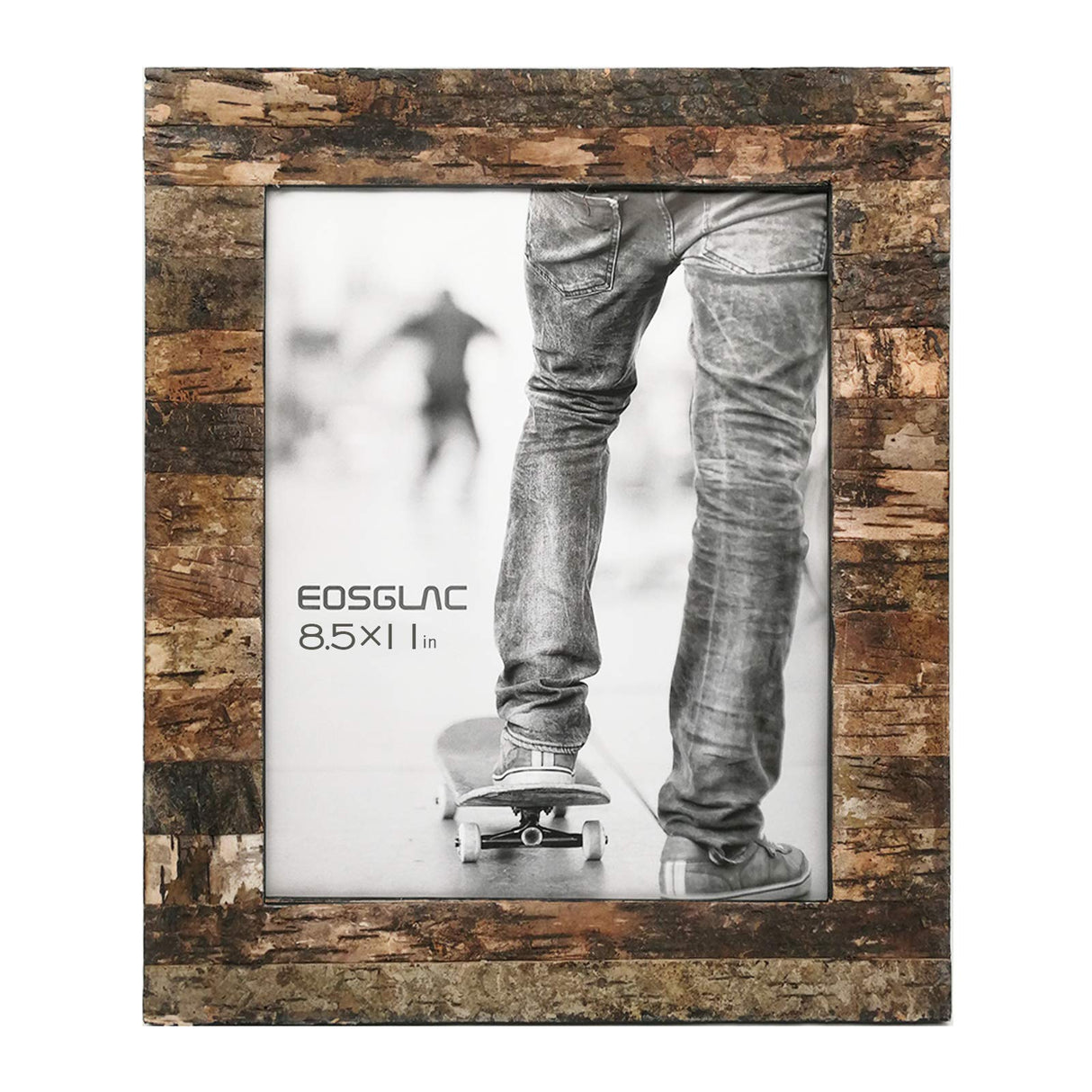 Eosglac Rustic 8.5x11 Wooden Picture Frame, Handmade with Real Birch Bark, Photo Frame Natural Eosglac