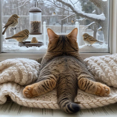 NWQZBYHT Cat Diamond Art Kits for Adults, Bird 5D Diamond Painting Kits for Beginner,DIY Round Full Drill Diamond Dots Gem Painting for Adults, Paint by Diamonds Crafts Home Decor 13.78x13.78 Inch