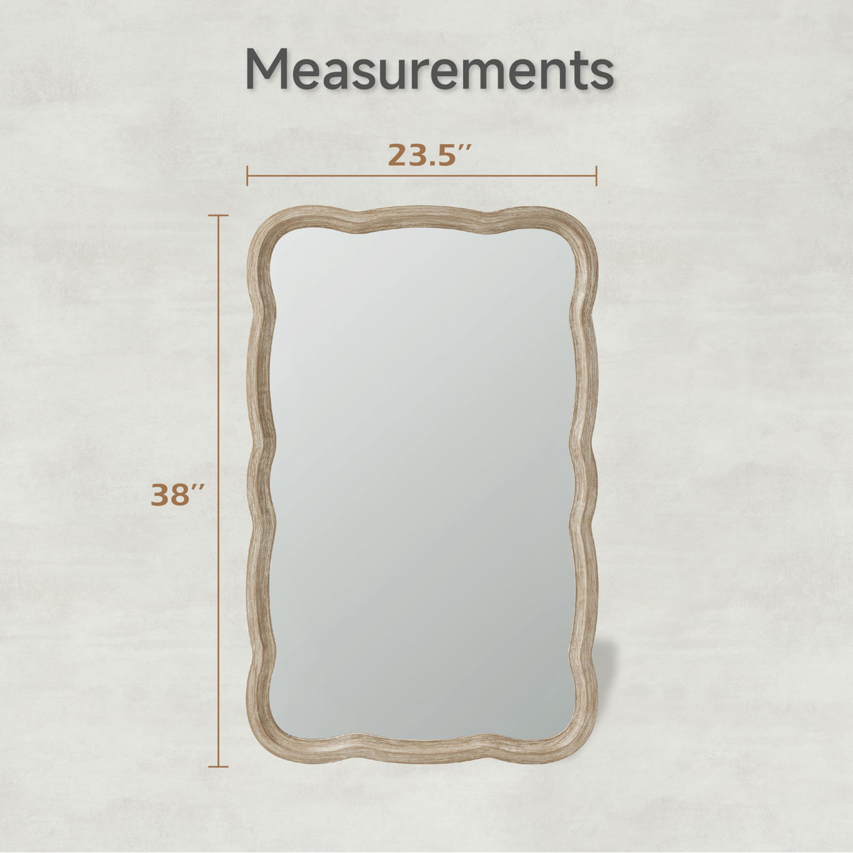COZAYH Curved Wood Frame Accent Mirror, Farmhouse French Country Decorative Wall Mirror, Rectangle 23.5”L x 38”W, Natural COZAYH