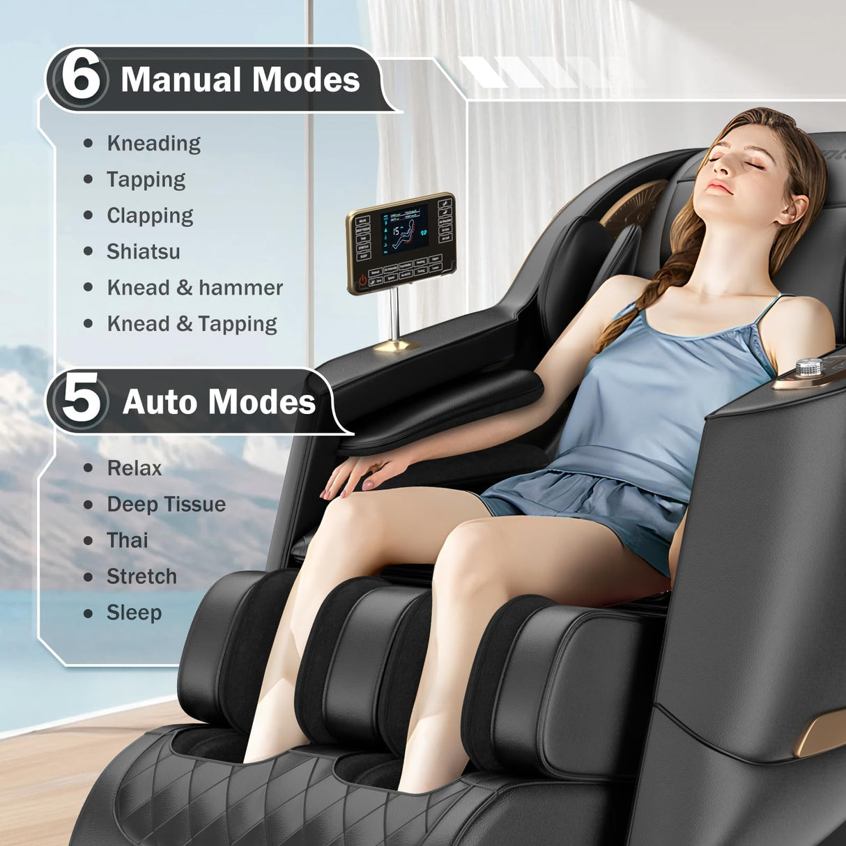 Culanta Massage Chair Full Body, Zero Gravity SL-Track Shiatsu Massage Recliner Chair with Body Scan, Airbags, Foot Rollers, Deep Yoga Stretch, Heating (U1-Black) Culanta