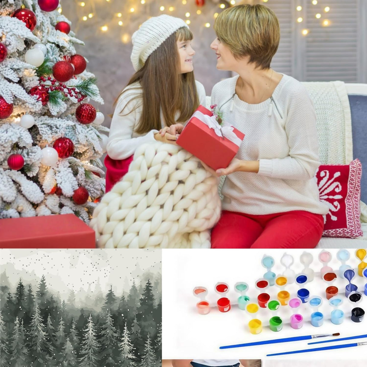 CSZPPQAF Christmas Paint by Numbers for Adults Beginner, Winter Paint by Number Kits on Canvas DIY Oil Painting for Gift Home Wall Decor 12x16inch CSZPPQAF