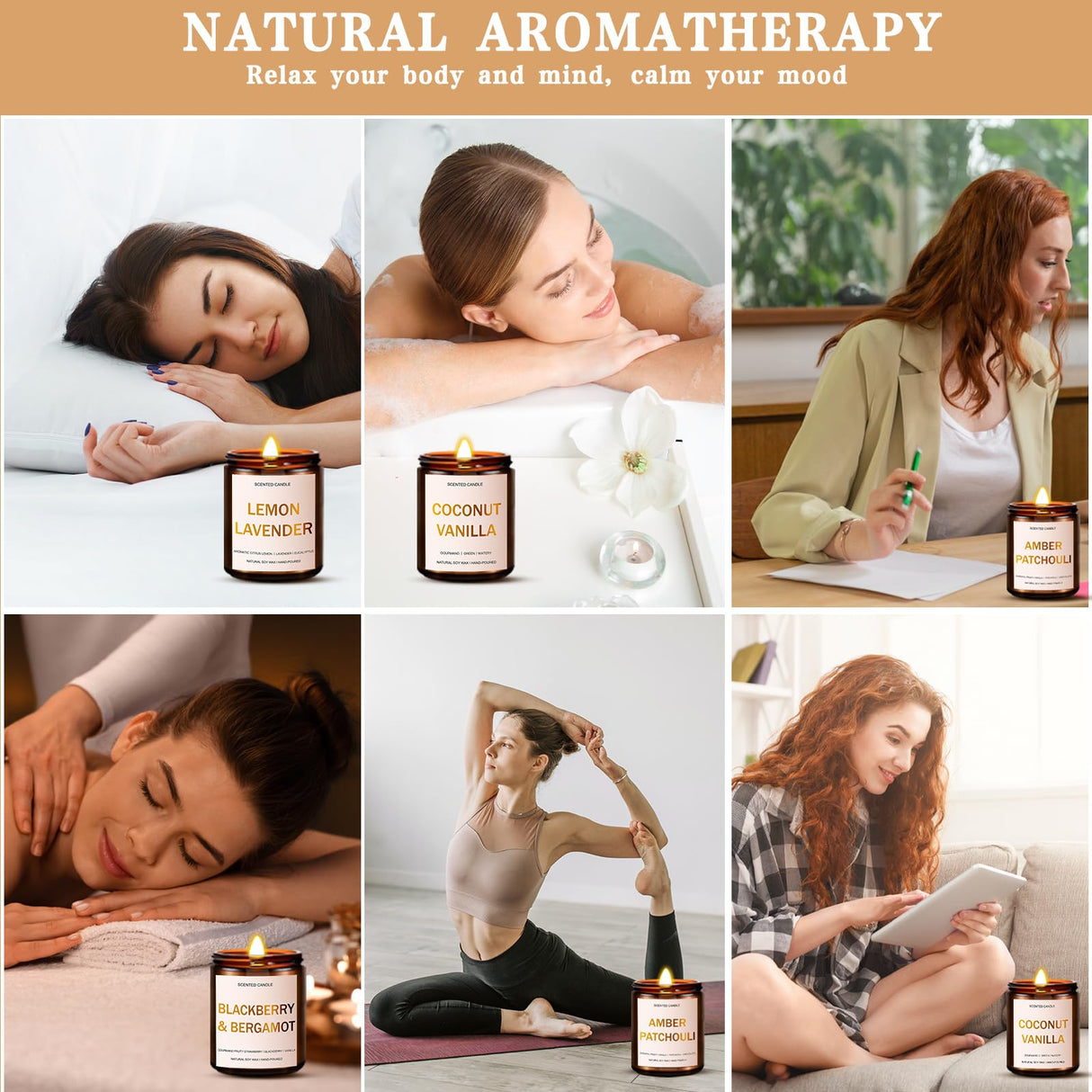 4 Pack Scented Candles Set, 28oz Wood Wick Aromatherapy Candles for Home Scented, Candles for Women Men, Birthday Gifts for Women, Soy Candles Gift for Anniversary, Valentine, Mother's Day Yinuo Candle