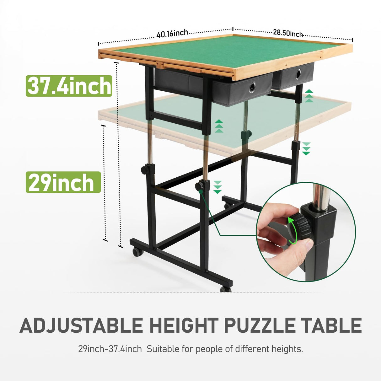 BuilderButler 2000 Pieces Puzzle Table with Wheels, with Drawers and Cover, 40.16"x28.5" Adjustable Height & 45° Tilting, Puzzle Board for Adults BuilderButler