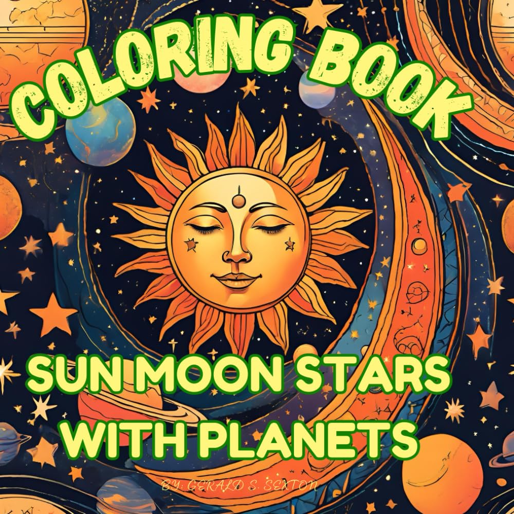 Coloring Book Sun Moon Stars with Planets Majosta