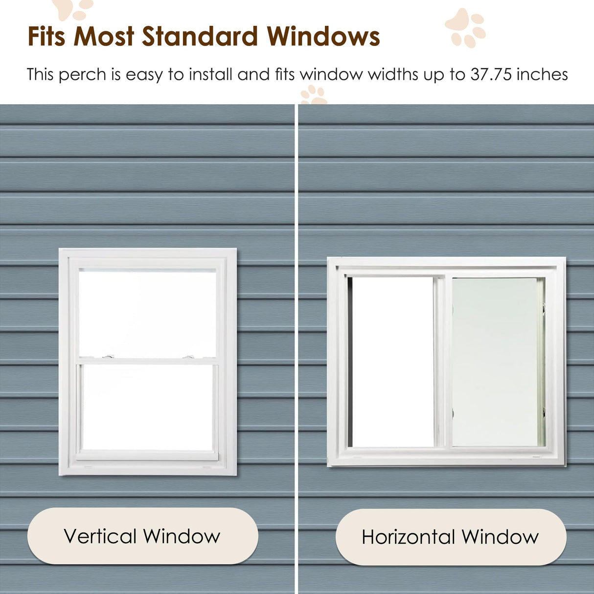 Cat Window Perch, Cat Catio for Large Indoor Cats, Outdoor Pet House Weatherproof, Catio Outdoor Enclosure, Space-Saving Pet Furniture for Window Naps and Sunbathing (Ancient White, 43.3) VKTO