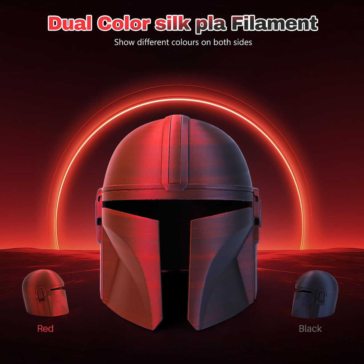 3DHoJor Silk PLA Filament 1.75mm Black Red Dual Color PLA 3D Printer Filament 2 in 1 Coextrusion 1KG Spool(2.2lbs) 3D Printing Filament Dimensional Accuracy +/- 0.03mm 3DHoJor