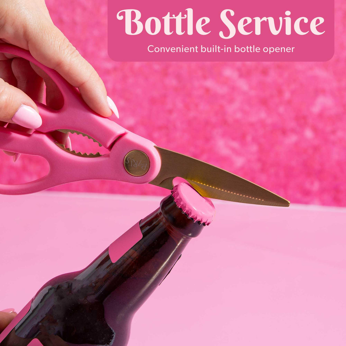 Paris Hilton All Purpose Kitchen Shears, Premium Stainless Steel Blades with Ergonomic Soft Grip Handles, 2-Piece Set, Pink Paris Hilton
