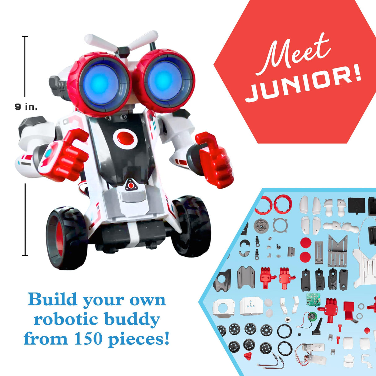 Thames & Kosmos Robotics Smart Machines Junior STEM Kit, Build & Code Your Robot’s Movements, Speed, Lights & Sounds, for Ages 8+, Use Screen-Free w/Built-in Buttons or via Block-Based Coding App Thames & Kosmos
