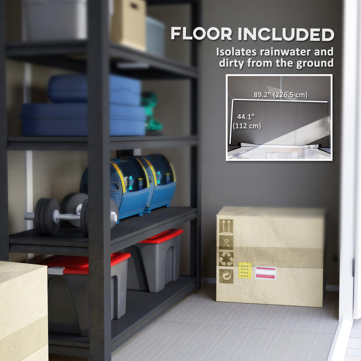 Outsunny 8' x 4' Outdoor Storage Shed, Resin Plastic Shed with Floor, Window, Lockable Doors and Vents, All-Weather Tool Shed for Backyard, Patio, Lawn, Gray Outsunny