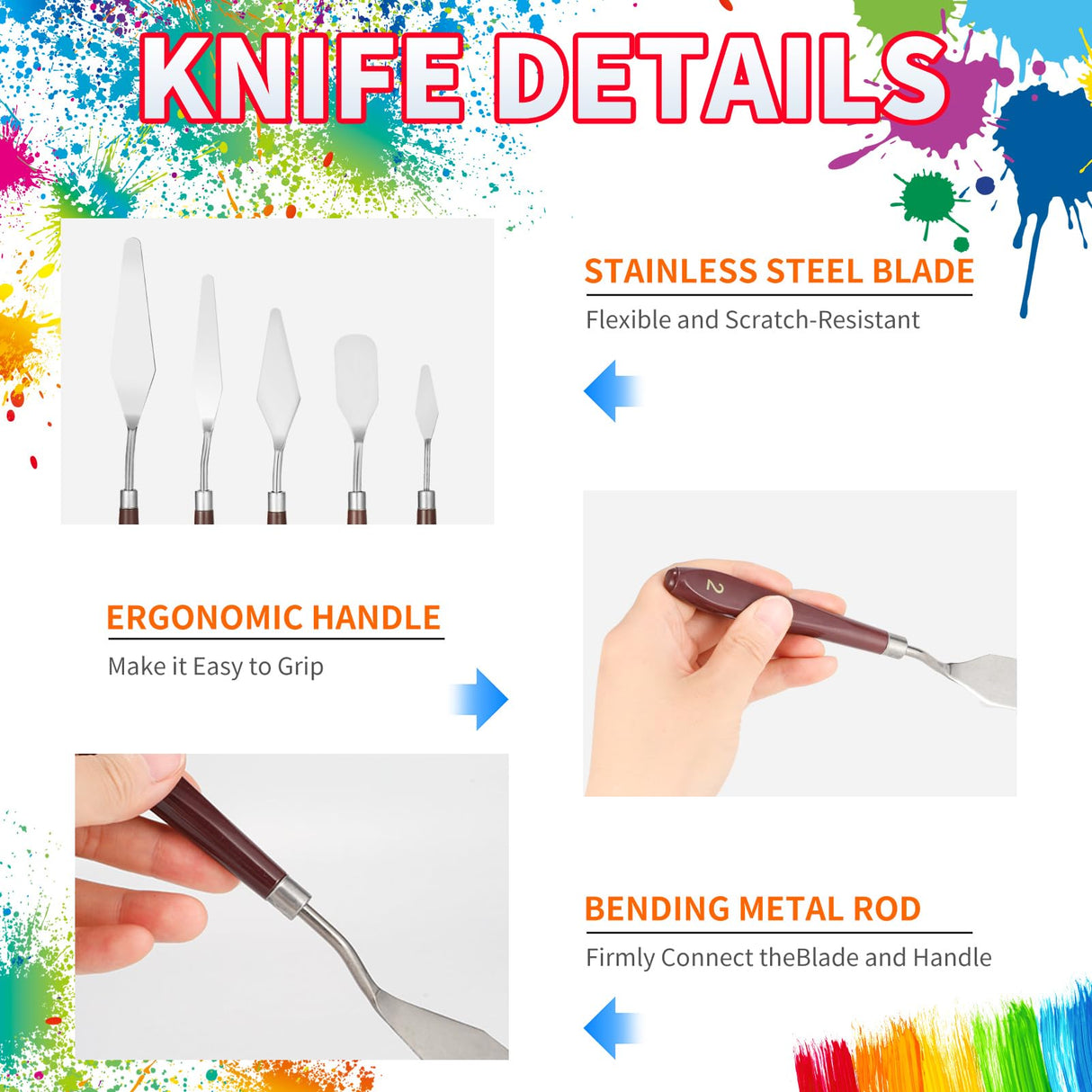 5pcs Palette Knife,Stainless Steel Spatula Palette Knife set, Pallet Knife,Painting Knives,Oil Painting Accessories for Oil, Canvas, Acrylic Painting By EGYPAMID Egypamid