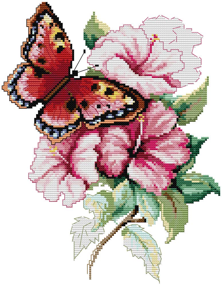 Awesocrafts Cross Stitch Kit, Butterfly Love Flower, Easy Patterns Cross Stitching Embroidery Supplies, Christmas, Stamped or Counted Awesocrafts