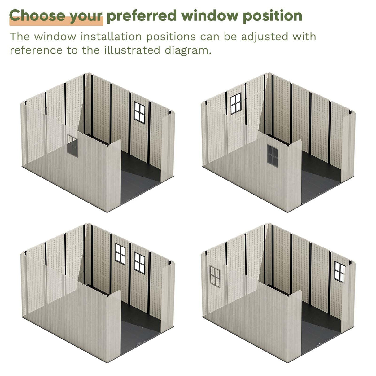 Patiowell 8 x 10 FT Resin Outdoor Storage Shed with Floor, Plastic Shed with Window and Lockable Door for Garden, Backyard, Tool Storage Use, Easy to Install in Beige (Kick-it Shed) Patiowell