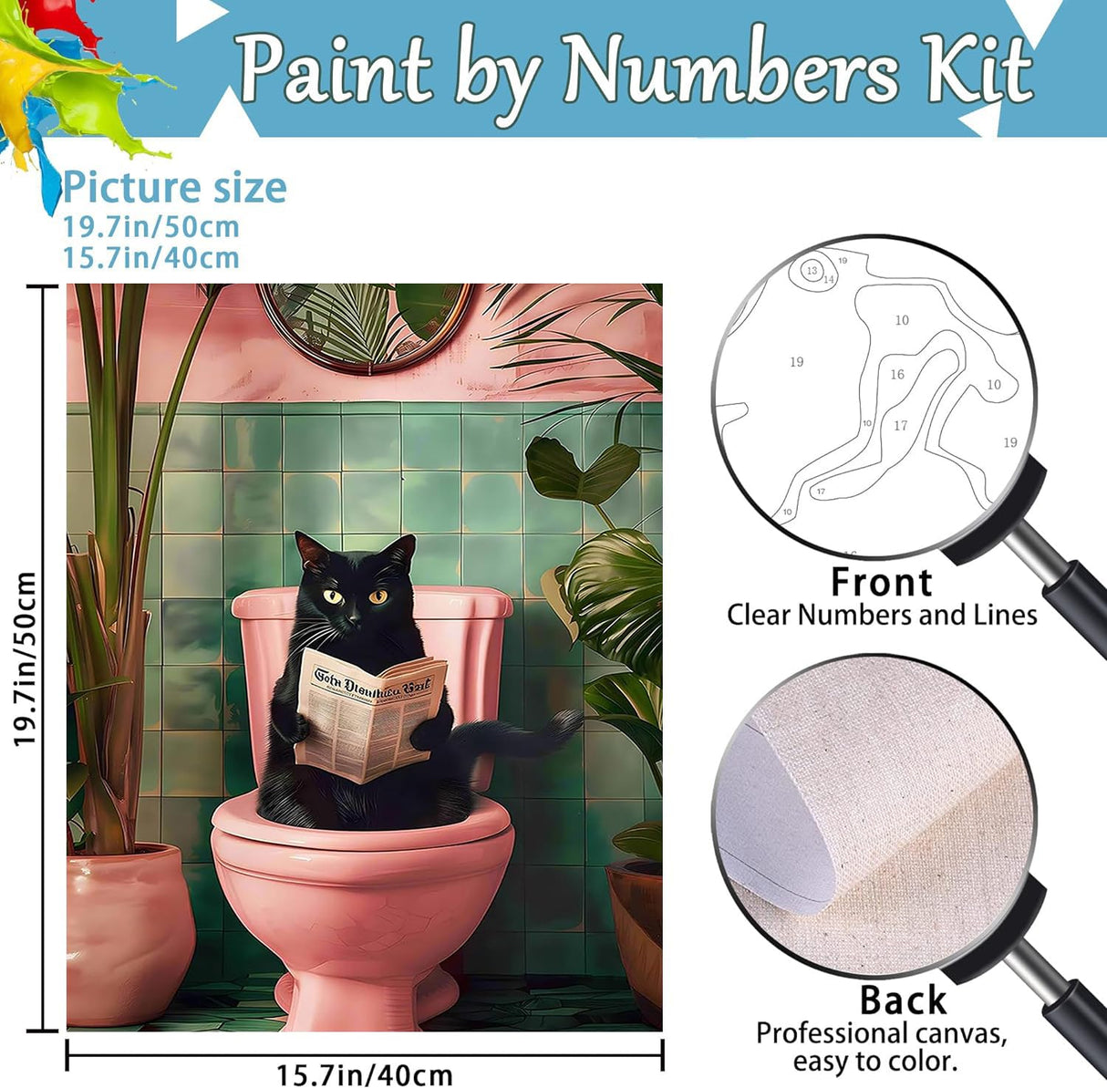 eimivrc Cat Paint by Numbers Kit for Adults-Black Cat Paint by Numbers,Paint by Number Kit for Canvas Perfect for Home Wall Decor(16x20 Inch) eimivrc