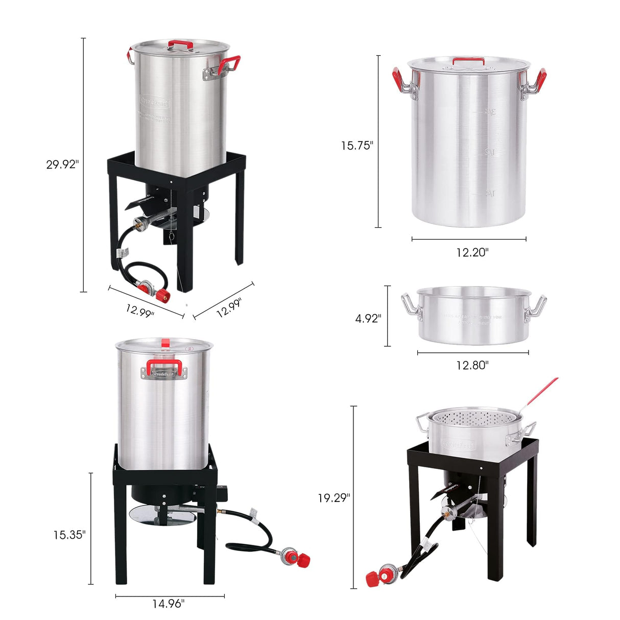 CreoleFeast TFS3010 Propane 30 Qt. Turkey and 10 Qt. Fish Fryer Boiler Steamer Set, 50,000 BTU Burner, Ideal for Outdoor Cooking Creole Feast