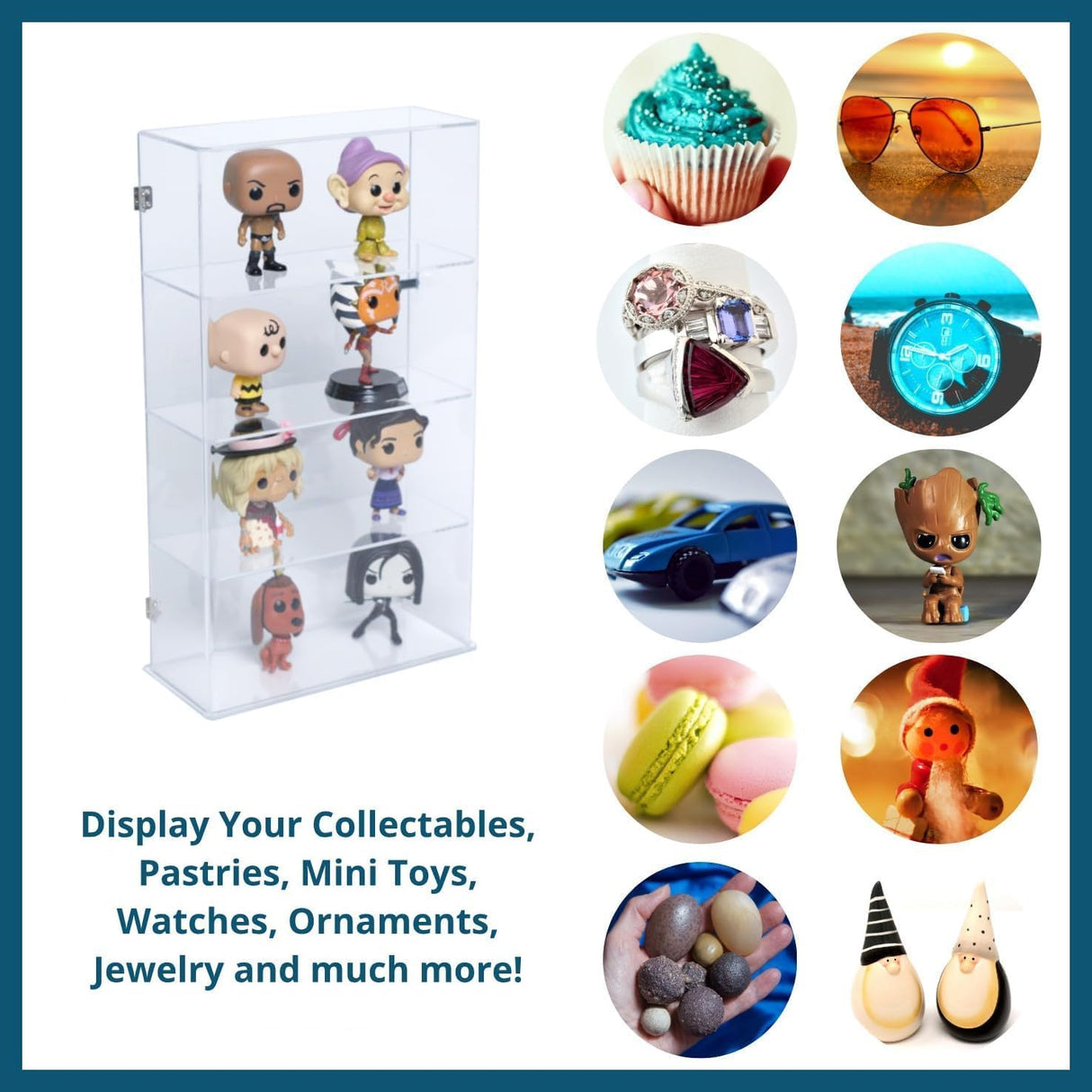 4 Tier Transparent Acrylic Display Case with Lock,Clear Show Case for Collectible, Vertical Curio,See-Through Locking Cabinet,Dustproof Protection 10.25 x 4.25 x 18.25 Inches Display case