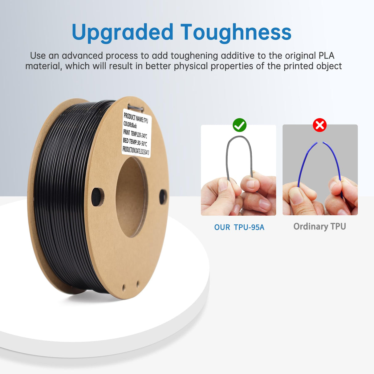 LOTACTREE TPU Filament 1.75mm 250g (0.55lb) Black, 95A Flexible Rubber-Like 3D Printer Filament, High Elasticity +/-0.03mm Accuracy, Tangle-Free Spool for FDM Printers Lotactree