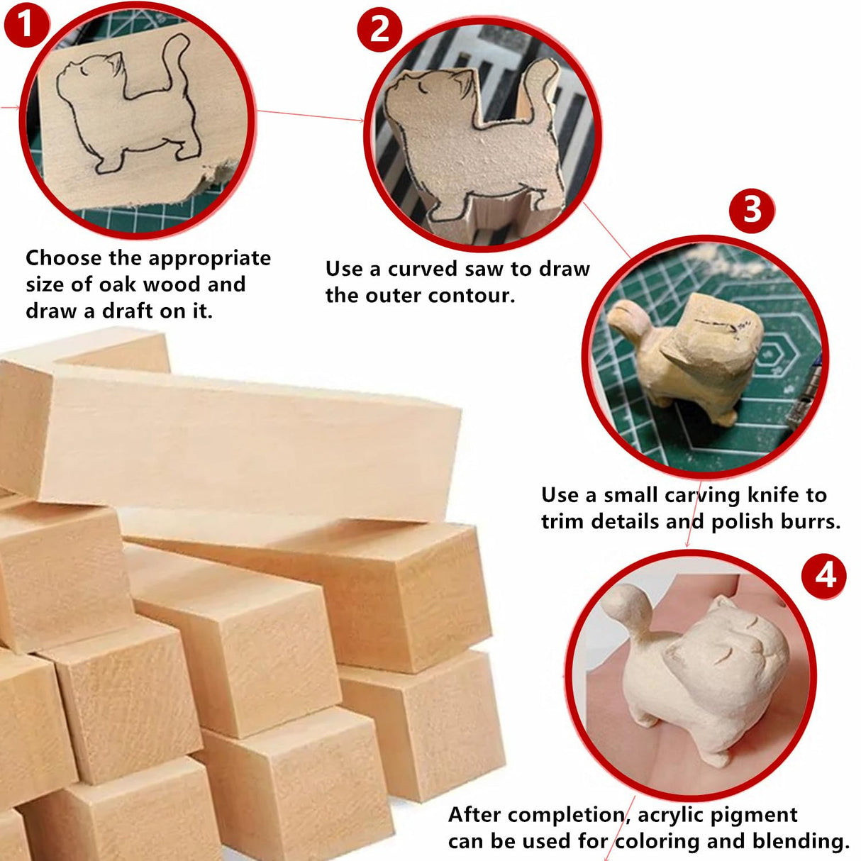 8PCS Basswood Carving Blocks, Unfinished Bass Wood Blocks for Carving Wood, Whittling Wood Carving Kit for Crafts goldhik
