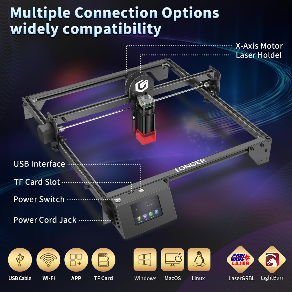 Ray5 10W Laser Engraver with 3.5" Touch Screen, Laser Cutter and Laser Engraving Machine Speed 10000mm/min and High Precision Laser Spot 0.06mm, Laser Engravers for DIY Handicrafts Wood,Metal,Acrylic COCONUT 3D