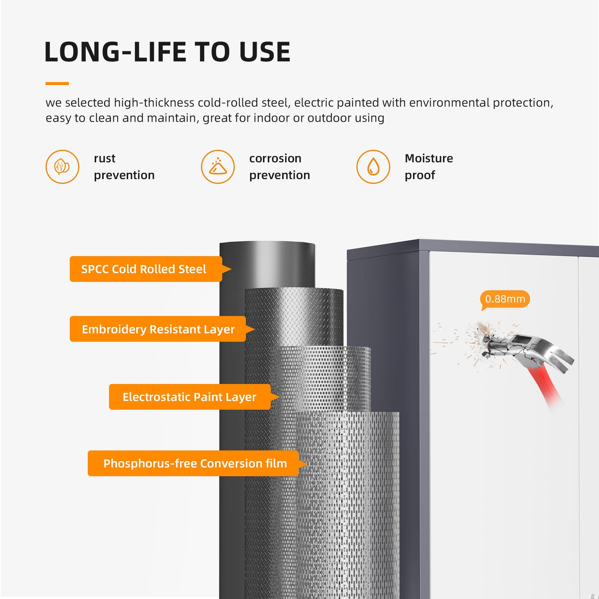 INTERGREAT Metal Storage Cabinet, 72" Armoire Wardrobe Closet with Doors, Storage Cabinet with Doors and Shelves,Tall Cabinet for Home Office, Bedroom, Laundry Room(New Gray) INTERGREAT