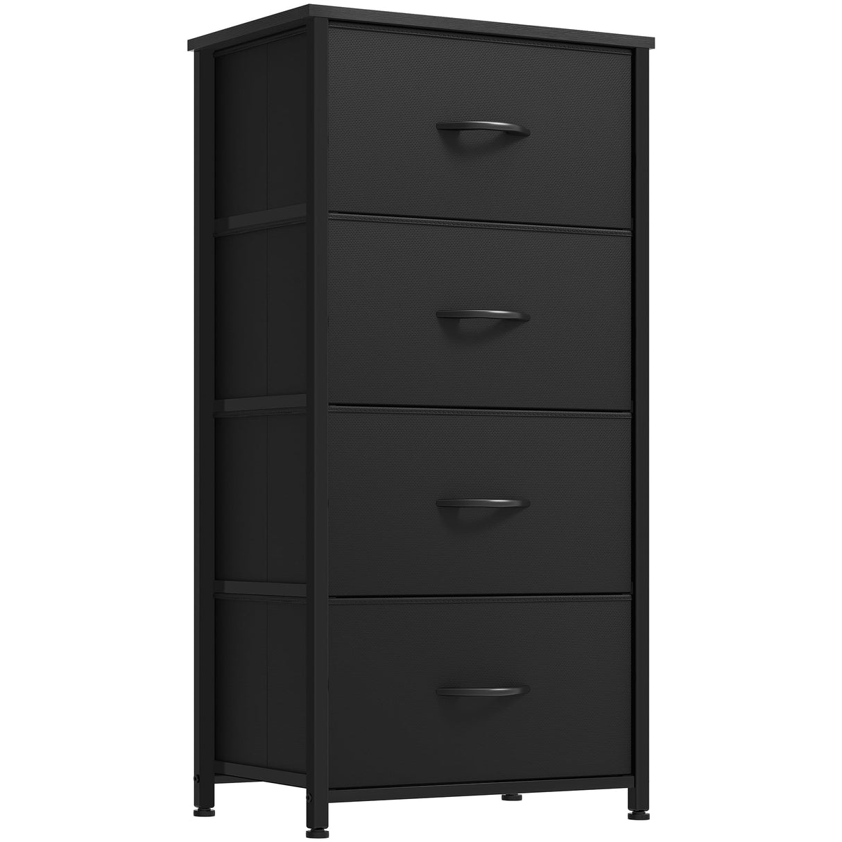 YITAHOME Storage Tower with 4 Drawers - Black Fabric Dresser, Organizer Unit for Bedroom, Living Room, Closets - Sturdy Steel Frame, Easy Pull Fabric Bins & Wooden Top YITAHOME