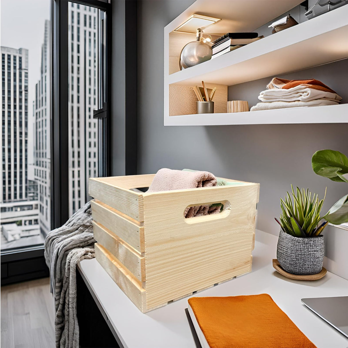 Wilson Wood Unfinished Cube Pine Crate for Storage and Decoration at Home, Office, Kitchen, Bedroom, and Retail (12.5"x12.5"x9.25") (Set of 2) Wilson