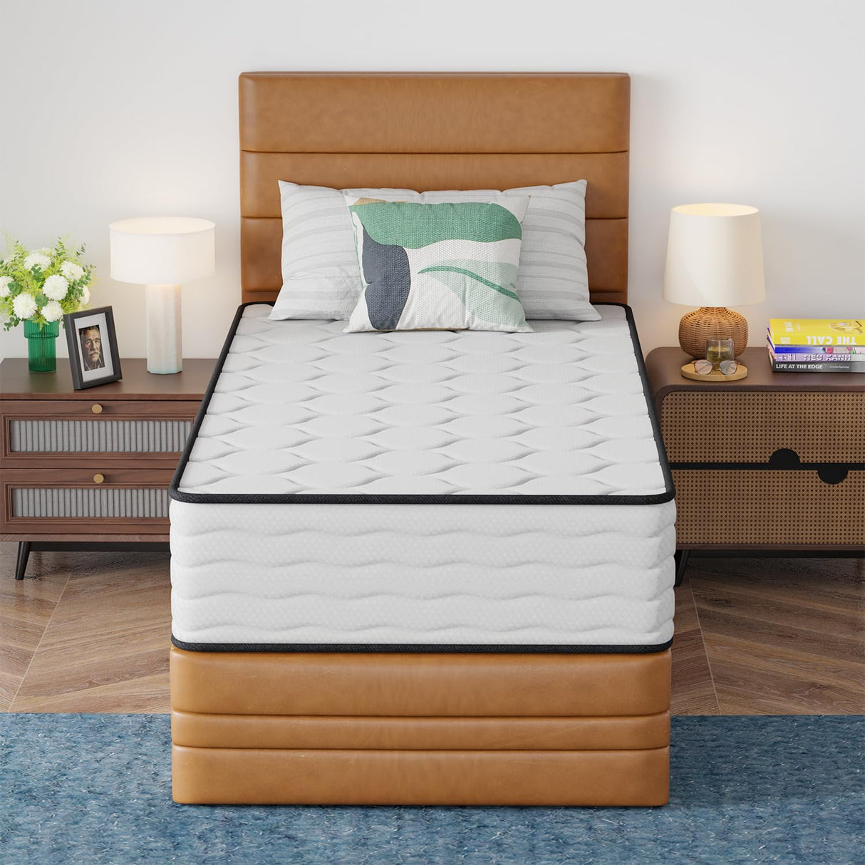 PayLessHere 12 Inch Innerspring Mattress in a Box with Bamboo Charcoal Gel Memory Foam Fiberglass Free CertiPUR-US Certified Medium Firm Spring Mattress Pressure Relief,Twin PayLessHere